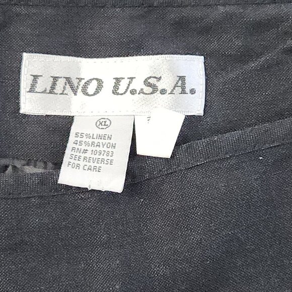 Lino U.S.A. Skirt Womens Size XL Black embroidered Lined Knee Length Flowy - Picture 2 of 3